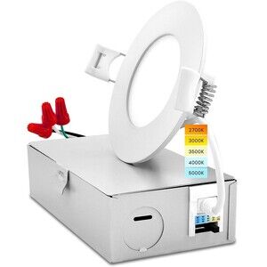 LUXRITE 3 Inch Ultra-Thin LED Recessed Light with Junction Box 8W 540 Lumens